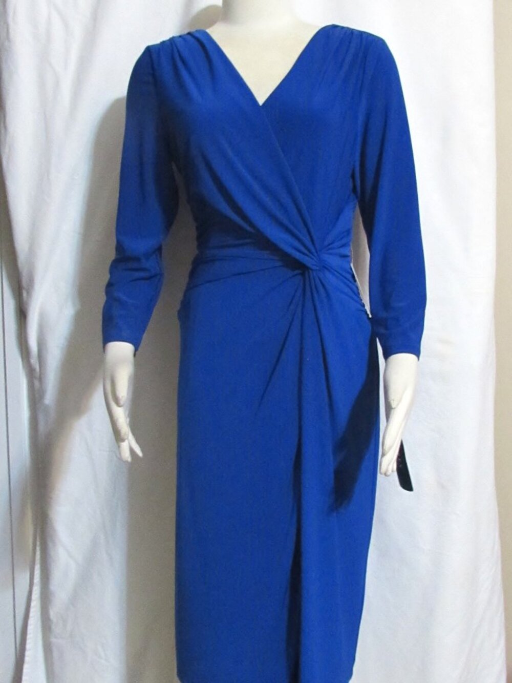 NWT Womens Ladies LAUREN by RL Royal Blue Lined Stretchy Dress 10 Orig $134